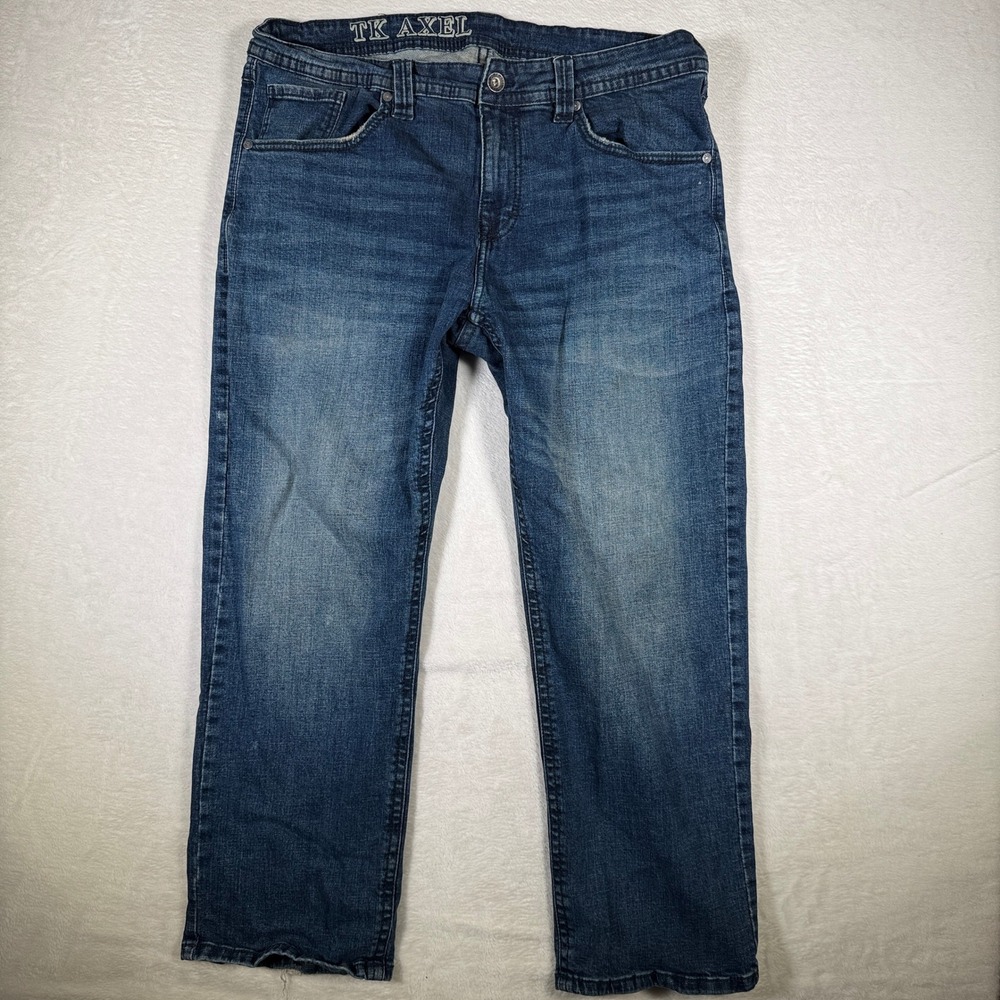 TK Axel Mens Blue Wash Denim Jeans Straight Fit Size‎ 38x30